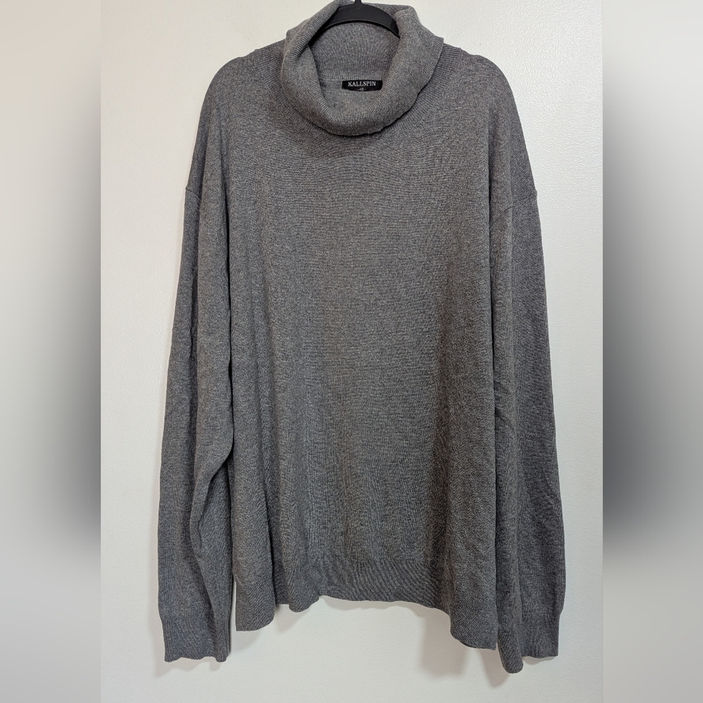 Kallspin Gray Cashmere Wool Blend Long Sleeve Turtleneck Sweater Size 4X